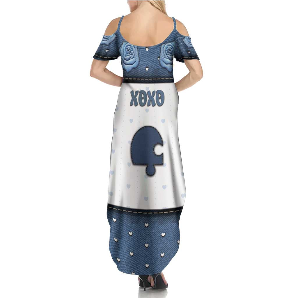 Personalized XOXO Valentine's Day Summer Maxi Dress Remaining Piece Old Denim Fabric Effect