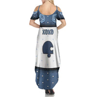 Personalized XOXO Valentine's Day Summer Maxi Dress Remaining Piece Old Denim Fabric Effect