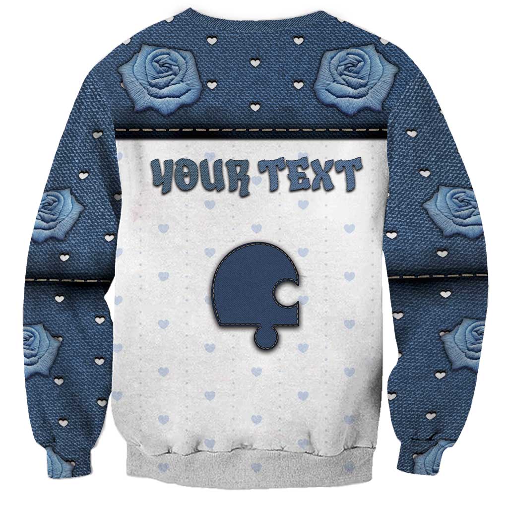 Personalized XOXO Valentine's Day Sweatshirt Remaining Piece Old Denim Fabric Effect
