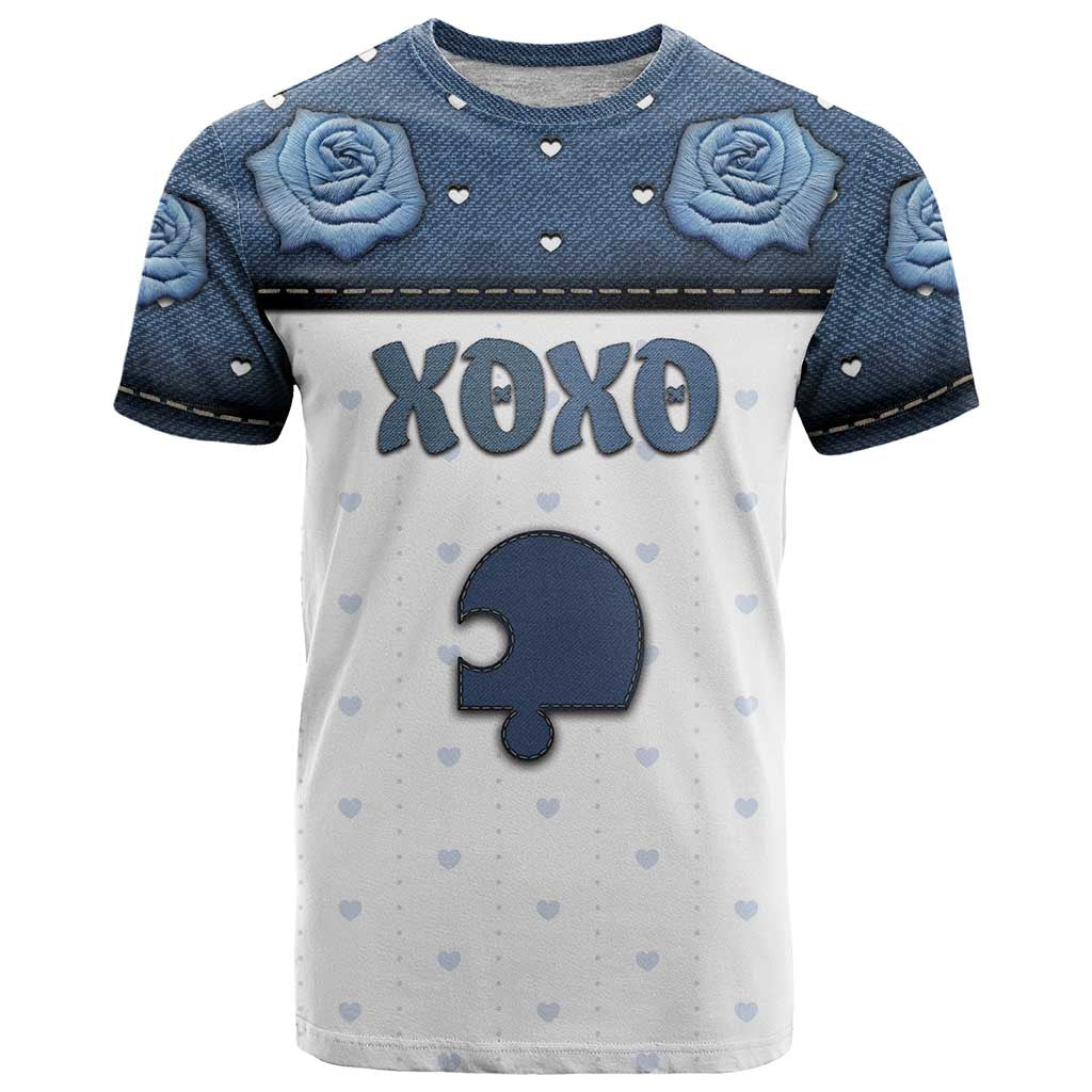 Personalized XOXO Valentine's Day T Shirt Remaining Piece Old Denim Fabric Effect
