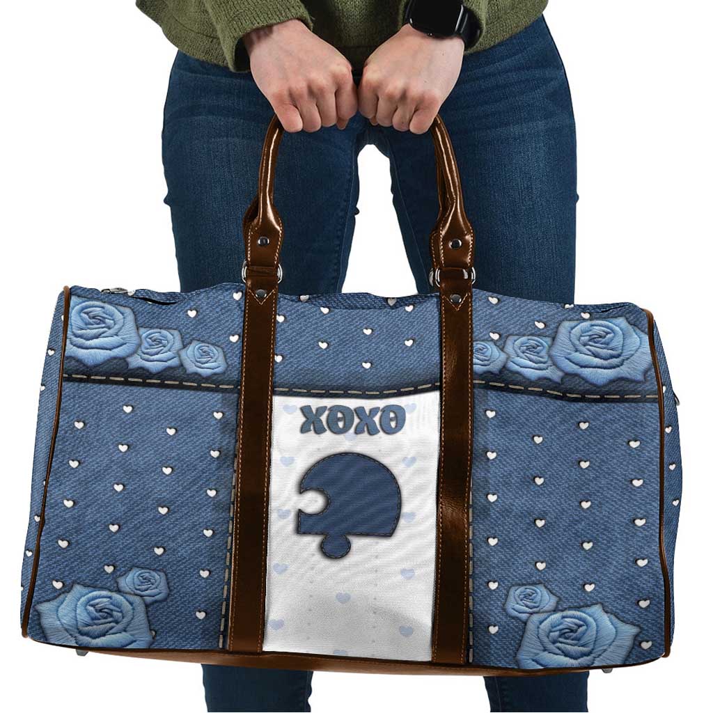 XOXO Valentine's Day Travel Bag Remaining Piece Old Denim Fabric Effect