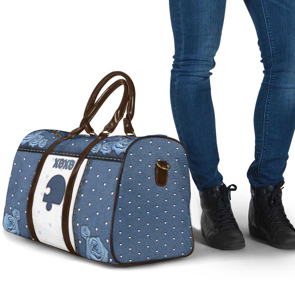XOXO Valentine's Day Travel Bag Remaining Piece Old Denim Fabric Effect