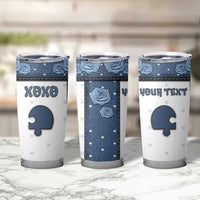 Personalized XOXO Valentine's Day Tumbler Cup Remaining Piece Old Denim Fabric Effect