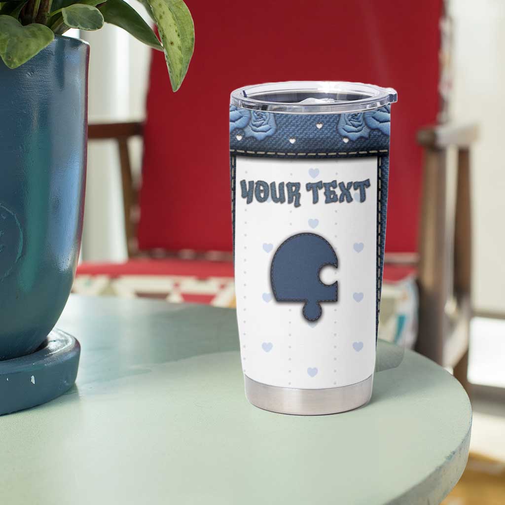 Personalized XOXO Valentine's Day Tumbler Cup Remaining Piece Old Denim Fabric Effect