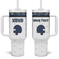 Personalized XOXO Valentine's Day Tumbler With Handle Remaining Piece Old Denim Fabric Effect