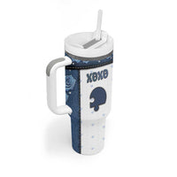 Personalized XOXO Valentine's Day Tumbler With Handle Remaining Piece Old Denim Fabric Effect