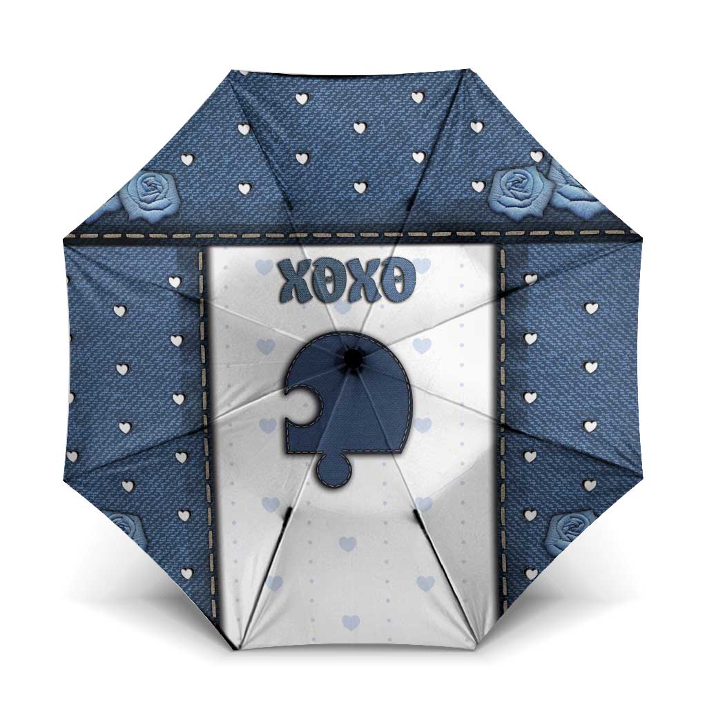 XOXO Valentine's Day Umbrella Remaining Piece Old Denim Fabric Effect