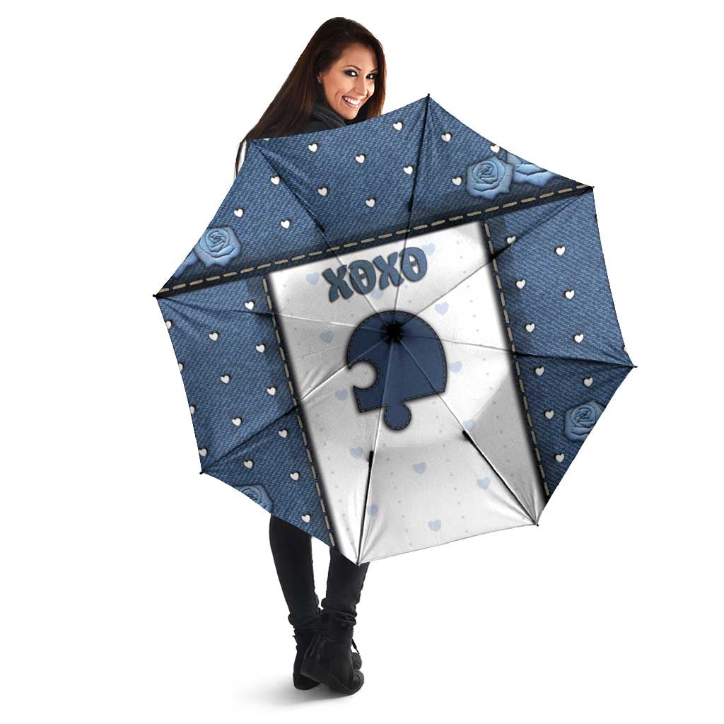 XOXO Valentine's Day Umbrella Remaining Piece Old Denim Fabric Effect