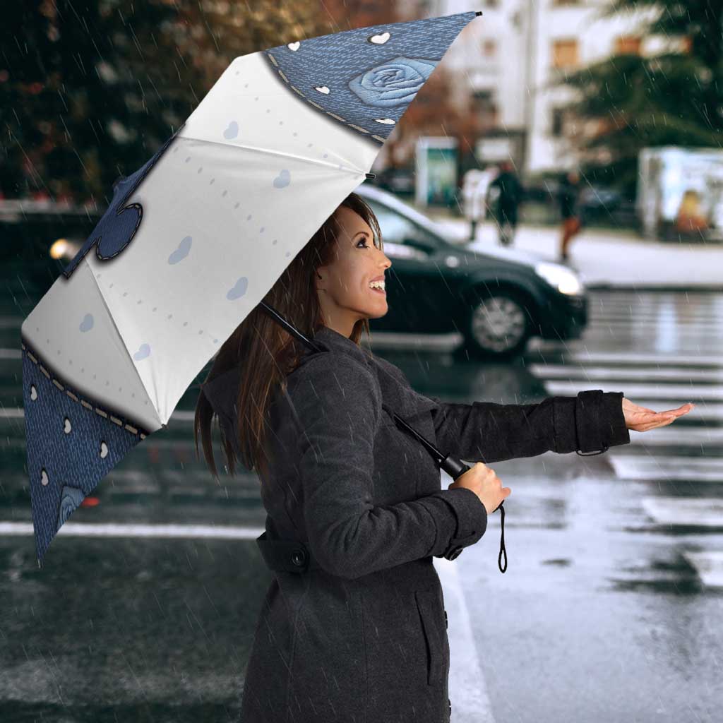 XOXO Valentine's Day Umbrella Remaining Piece Old Denim Fabric Effect