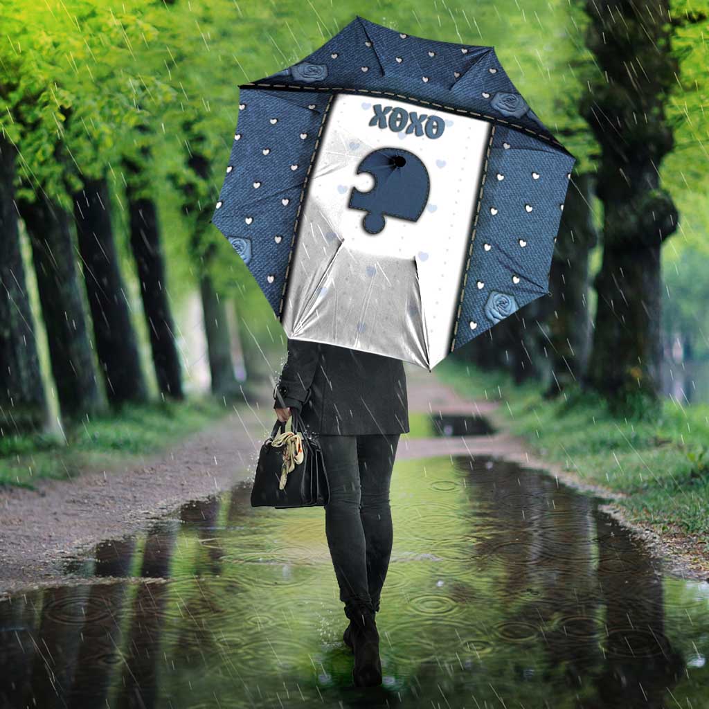 XOXO Valentine's Day Umbrella Remaining Piece Old Denim Fabric Effect