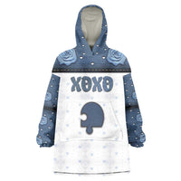 Personalized XOXO Valentine's Day Wearable Blanket Hoodie Remaining Piece Old Denim Fabric Effect