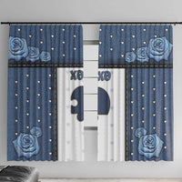 XOXO Valentine's Day Window Curtain Remaining Piece Old Denim Fabric Effect