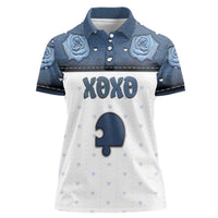 Personalized XOXO Valentine's Day Women Polo Shirt Remaining Piece Old Denim Fabric Effect