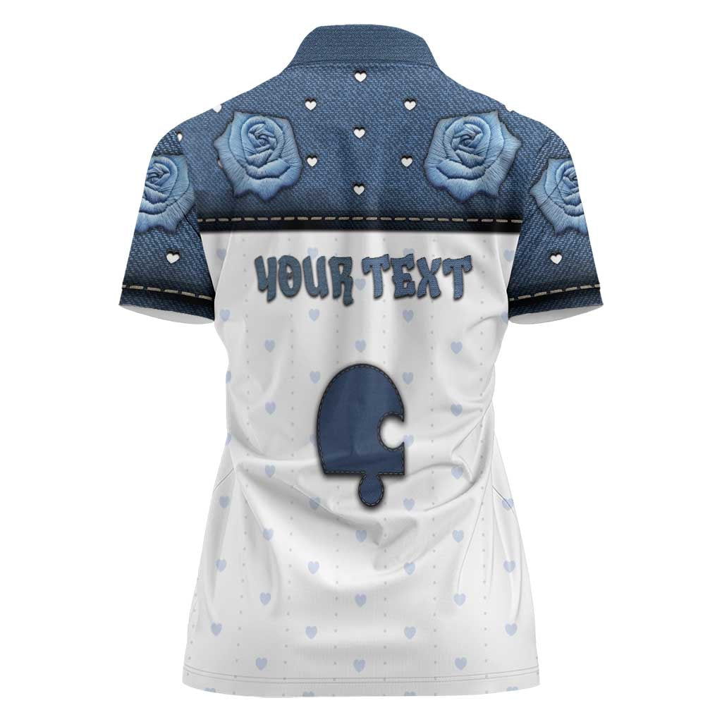 Personalized XOXO Valentine's Day Women Polo Shirt Remaining Piece Old Denim Fabric Effect