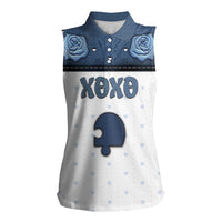 Personalized XOXO Valentine's Day Women Sleeveless Polo Shirt Remaining Piece Old Denim Fabric Effect