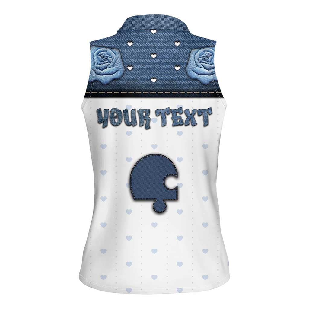Personalized XOXO Valentine's Day Women Sleeveless Polo Shirt Remaining Piece Old Denim Fabric Effect