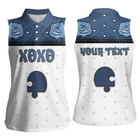 Personalized XOXO Valentine's Day Women Sleeveless Polo Shirt Remaining Piece Old Denim Fabric Effect