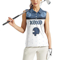Personalized XOXO Valentine's Day Women Sleeveless Polo Shirt Remaining Piece Old Denim Fabric Effect