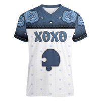 Personalized XOXO Valentine's Day Women V-Neck T-Shirt Remaining Piece Old Denim Fabric Effect