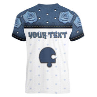 Personalized XOXO Valentine's Day Women V-Neck T-Shirt Remaining Piece Old Denim Fabric Effect