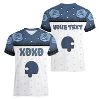 Personalized XOXO Valentine's Day Women V-Neck T-Shirt Remaining Piece Old Denim Fabric Effect