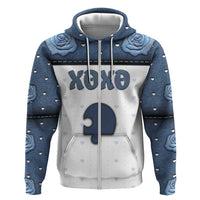 Personalized XOXO Valentine's Day Zip Hoodie Remaining Piece Old Denim Fabric Effect