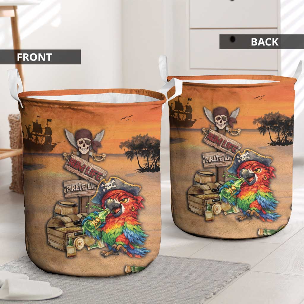 Drunken Pirate Parrot Laundry Basket Tropical Vibe