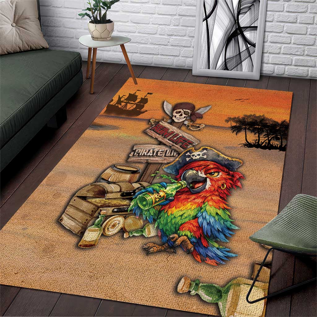 Drunken Pirate Parrot Area Rug Tropical Vibe