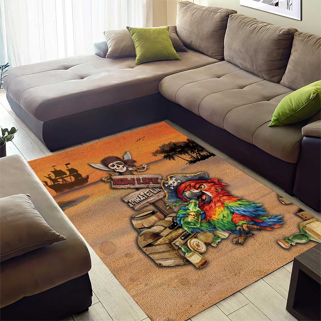 Drunken Pirate Parrot Area Rug Tropical Vibe