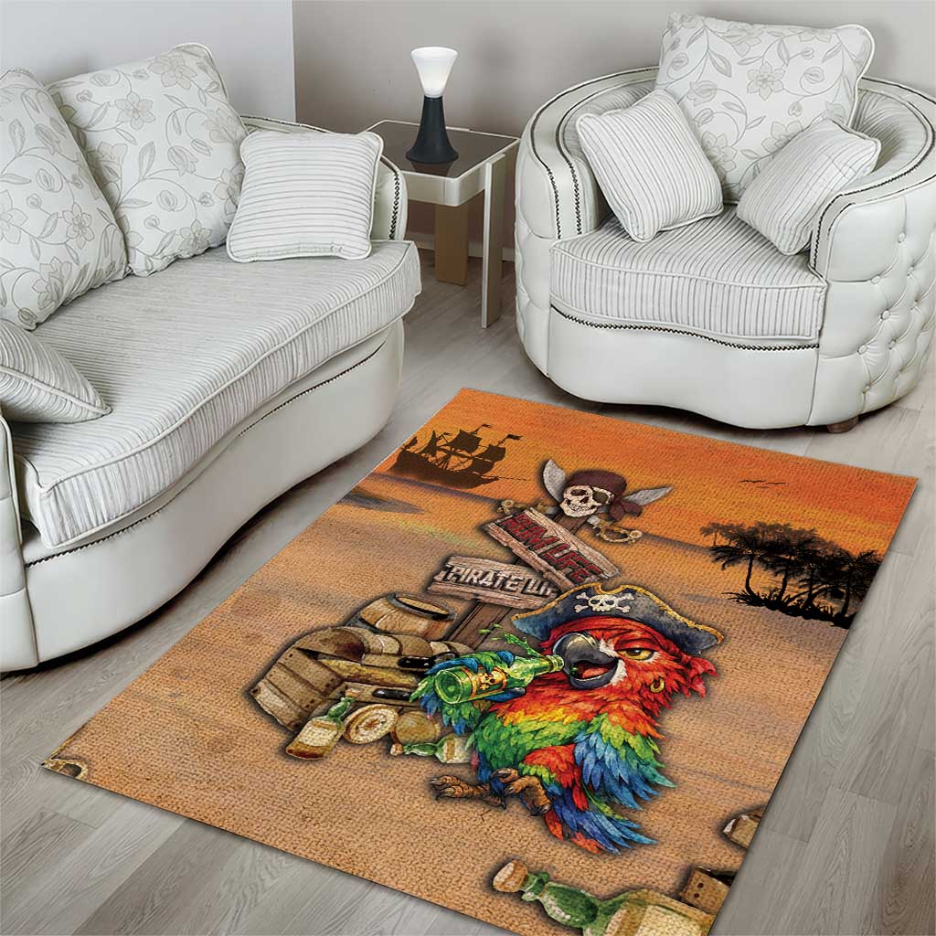 Drunken Pirate Parrot Area Rug Tropical Vibe