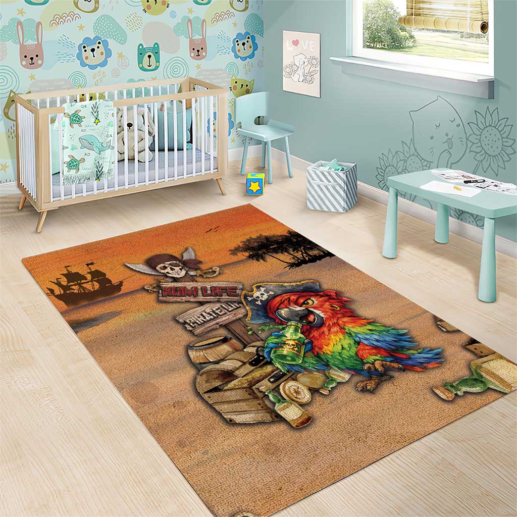 Drunken Pirate Parrot Area Rug Tropical Vibe