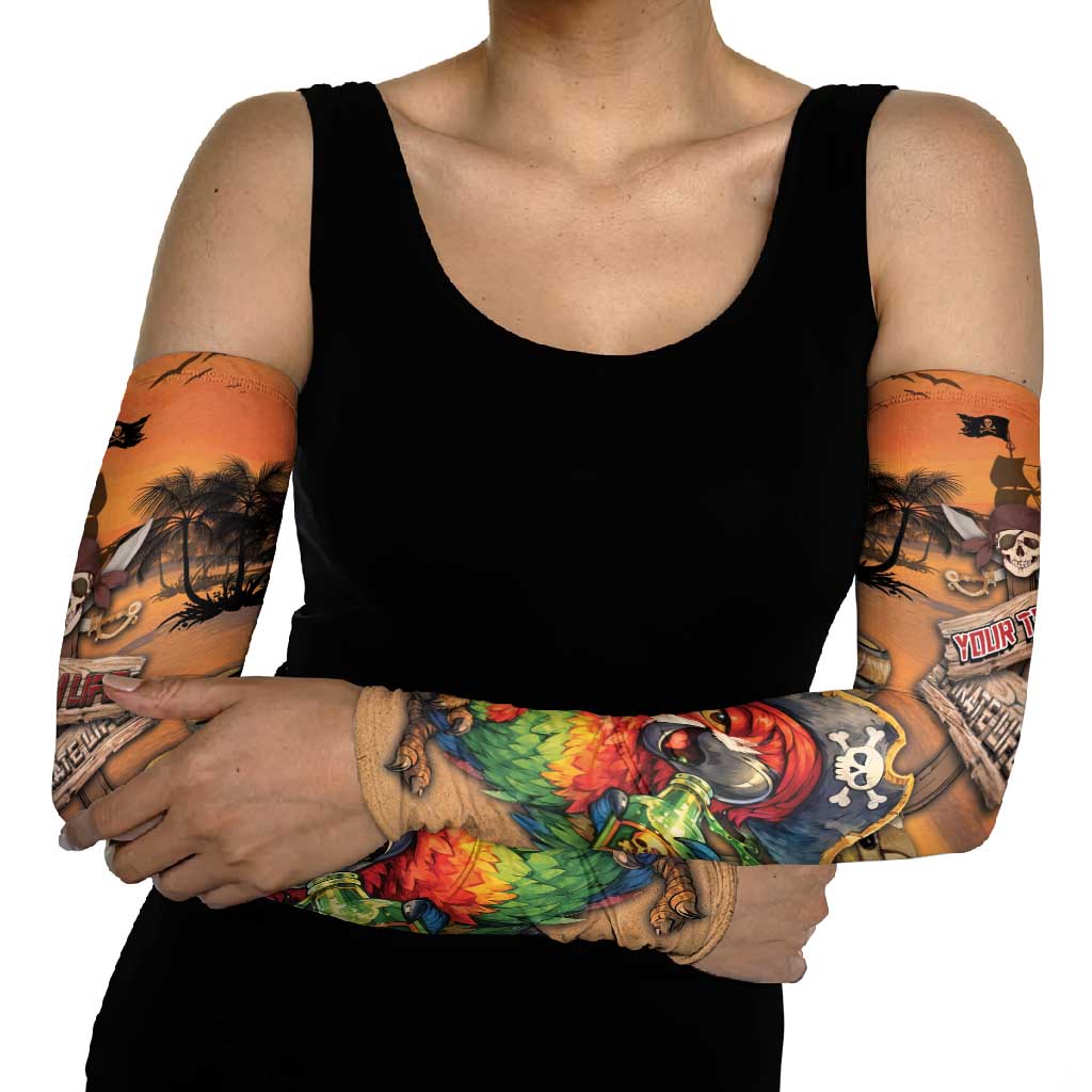 Personalized Drunken Pirate Parrot Arm Sleeves Tropical Vibe