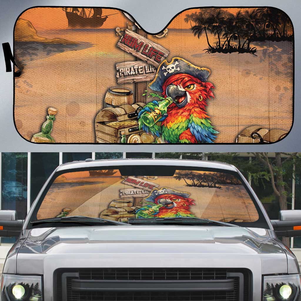 Drunken Pirate Parrot Auto Sun Shade Tropical Vibe