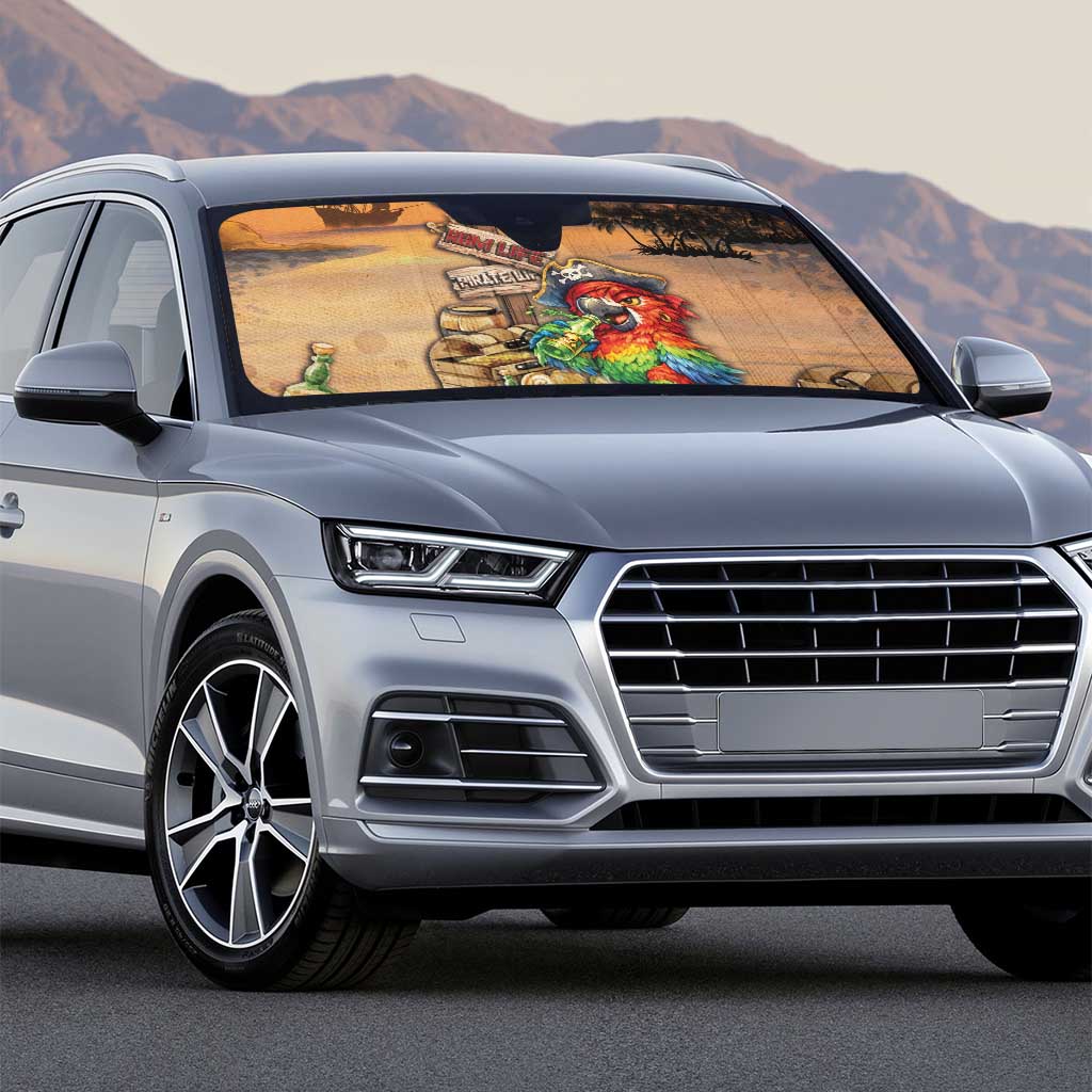 Drunken Pirate Parrot Auto Sun Shade Tropical Vibe