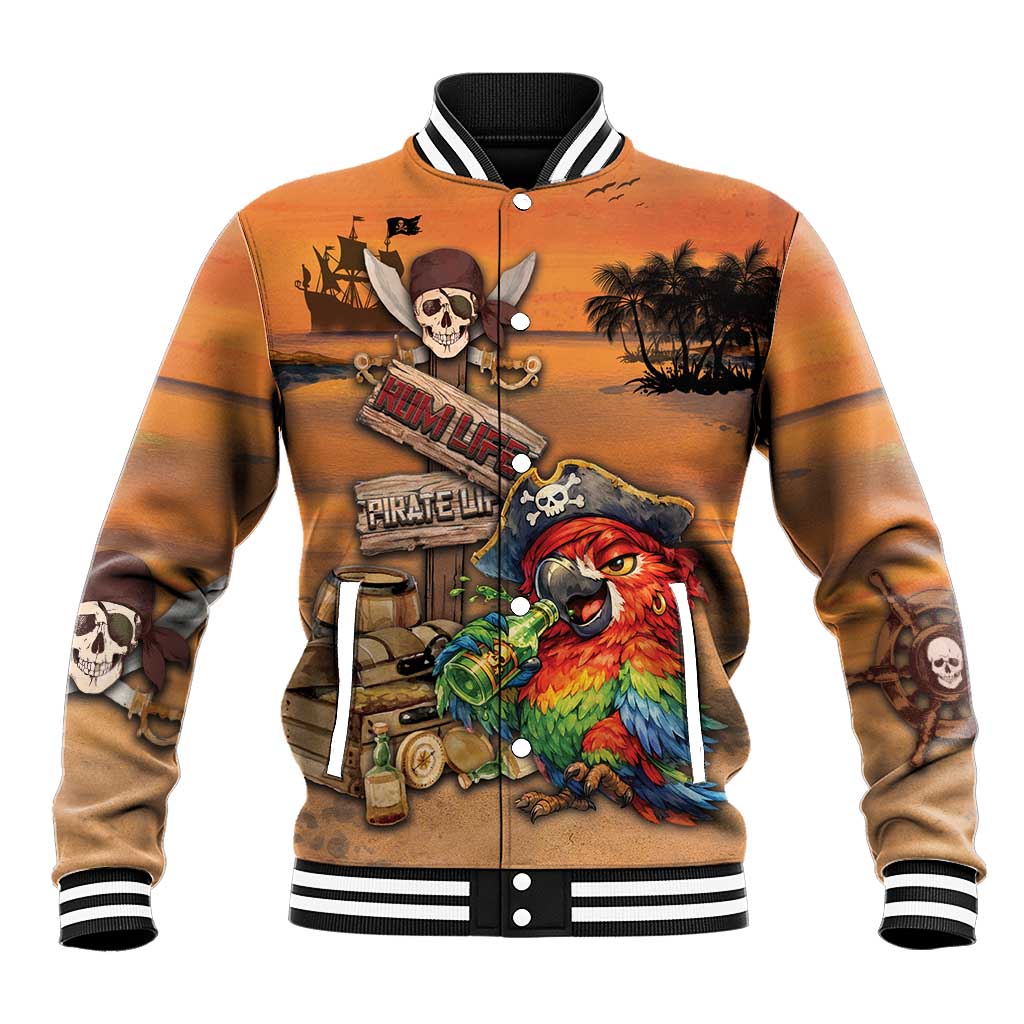 Personalized Drunken Pirate Parrot Baseball Jacket Tropical Vibe