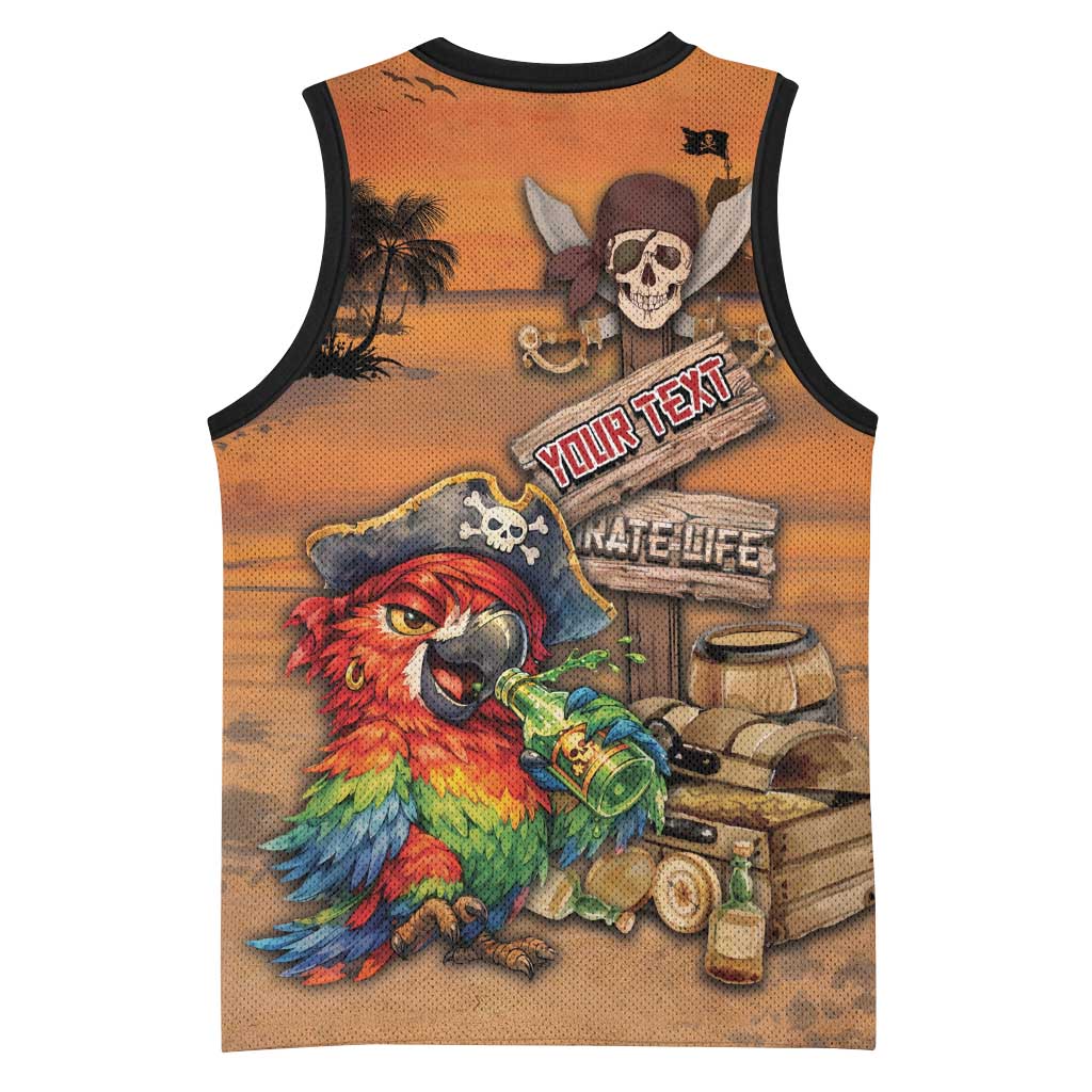 Personalized Drunken Pirate Parrot Basketball Jersey Tropical Vibe