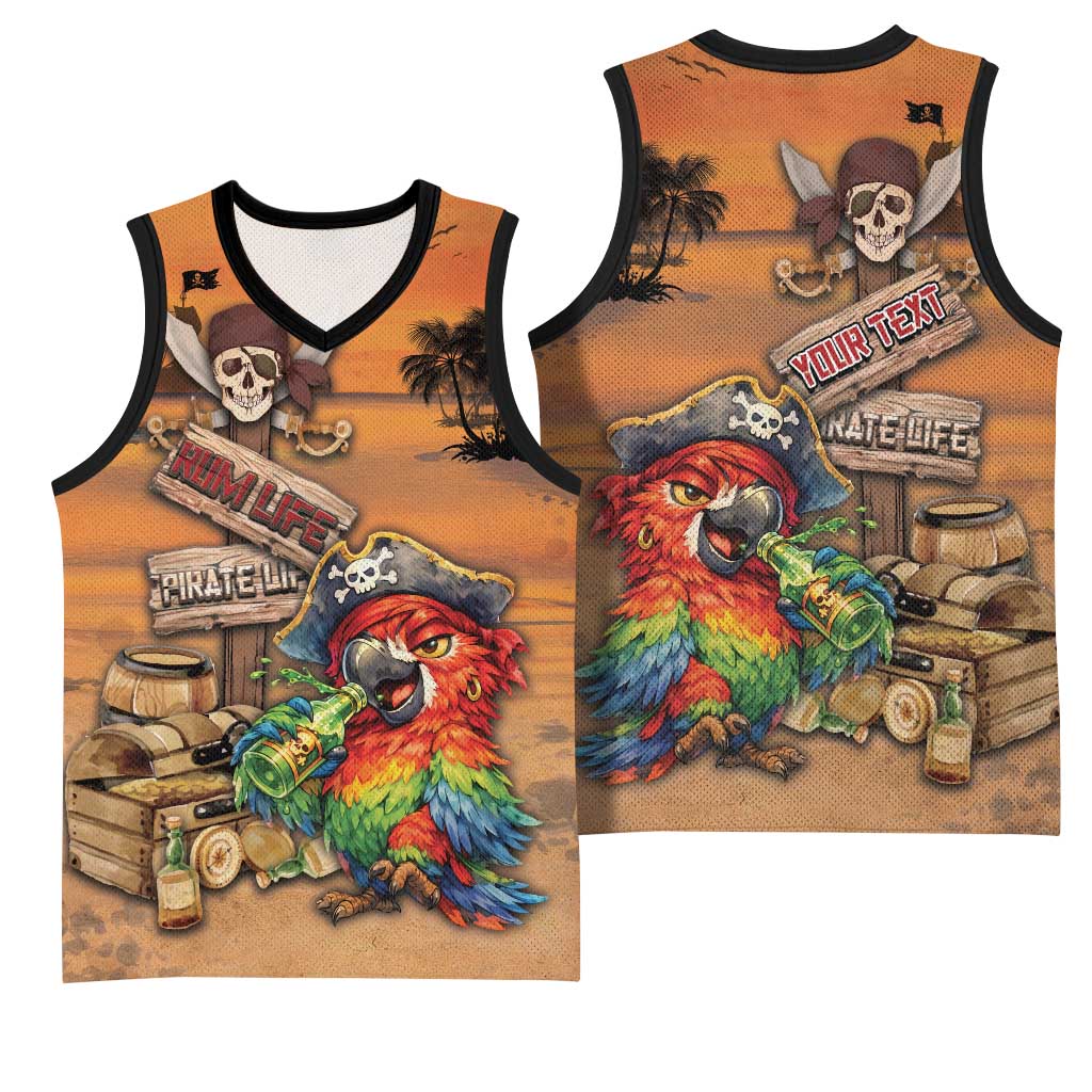Personalized Drunken Pirate Parrot Basketball Jersey Tropical Vibe