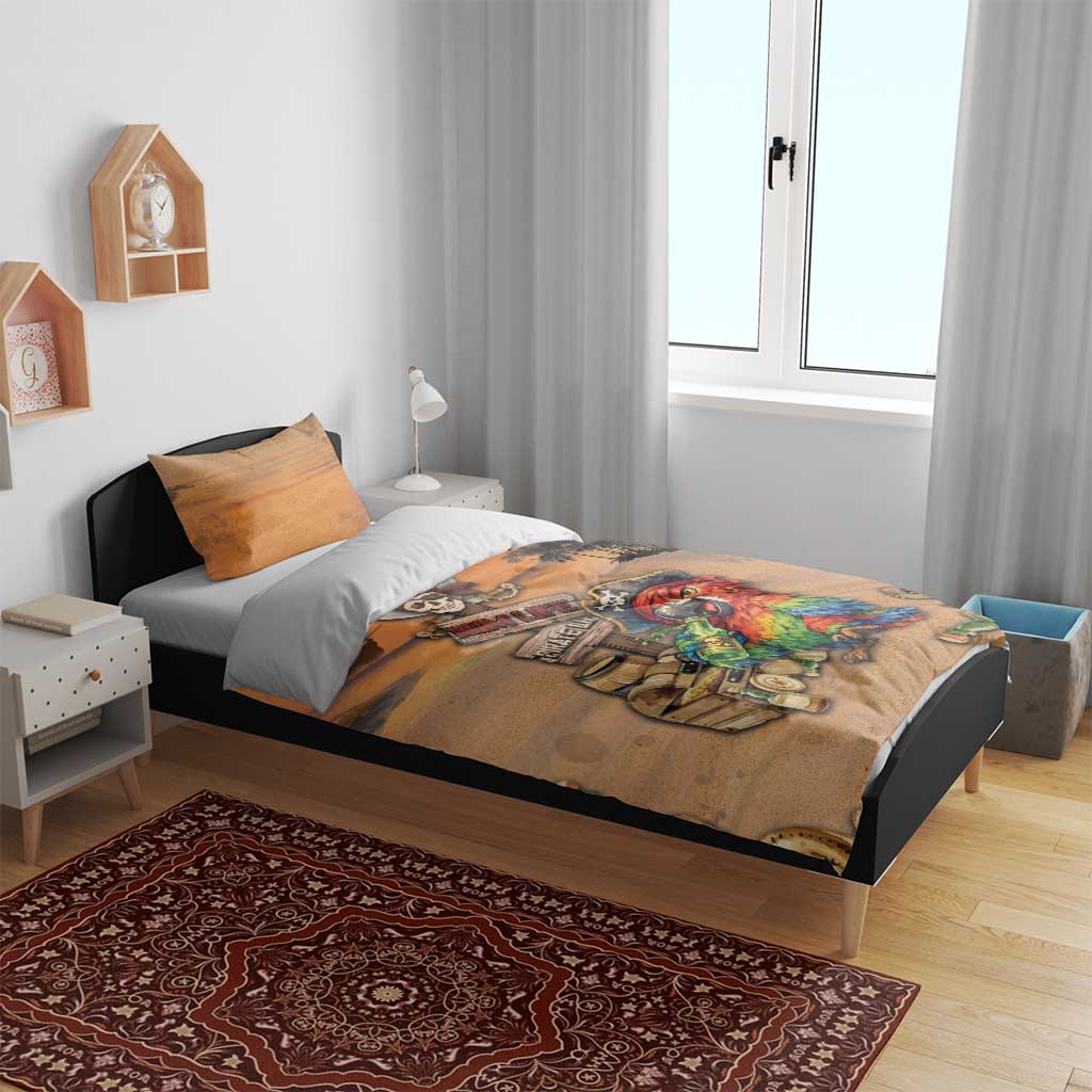 Drunken Pirate Parrot Bedding Set Tropical Vibe