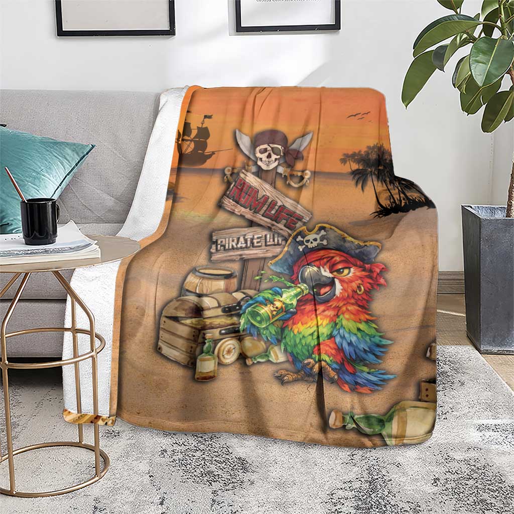 Drunken Pirate Parrot Blanket Tropical Vibe