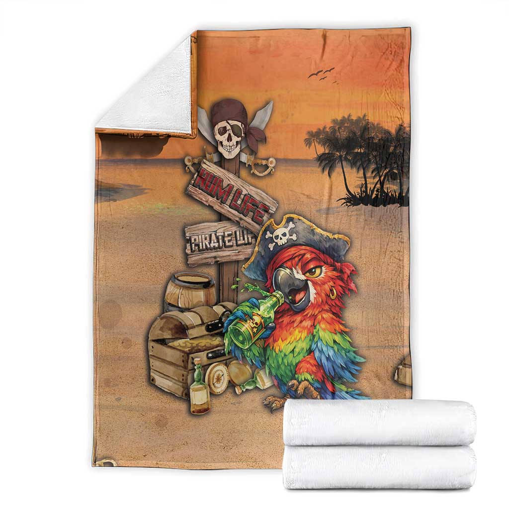 Drunken Pirate Parrot Blanket Tropical Vibe