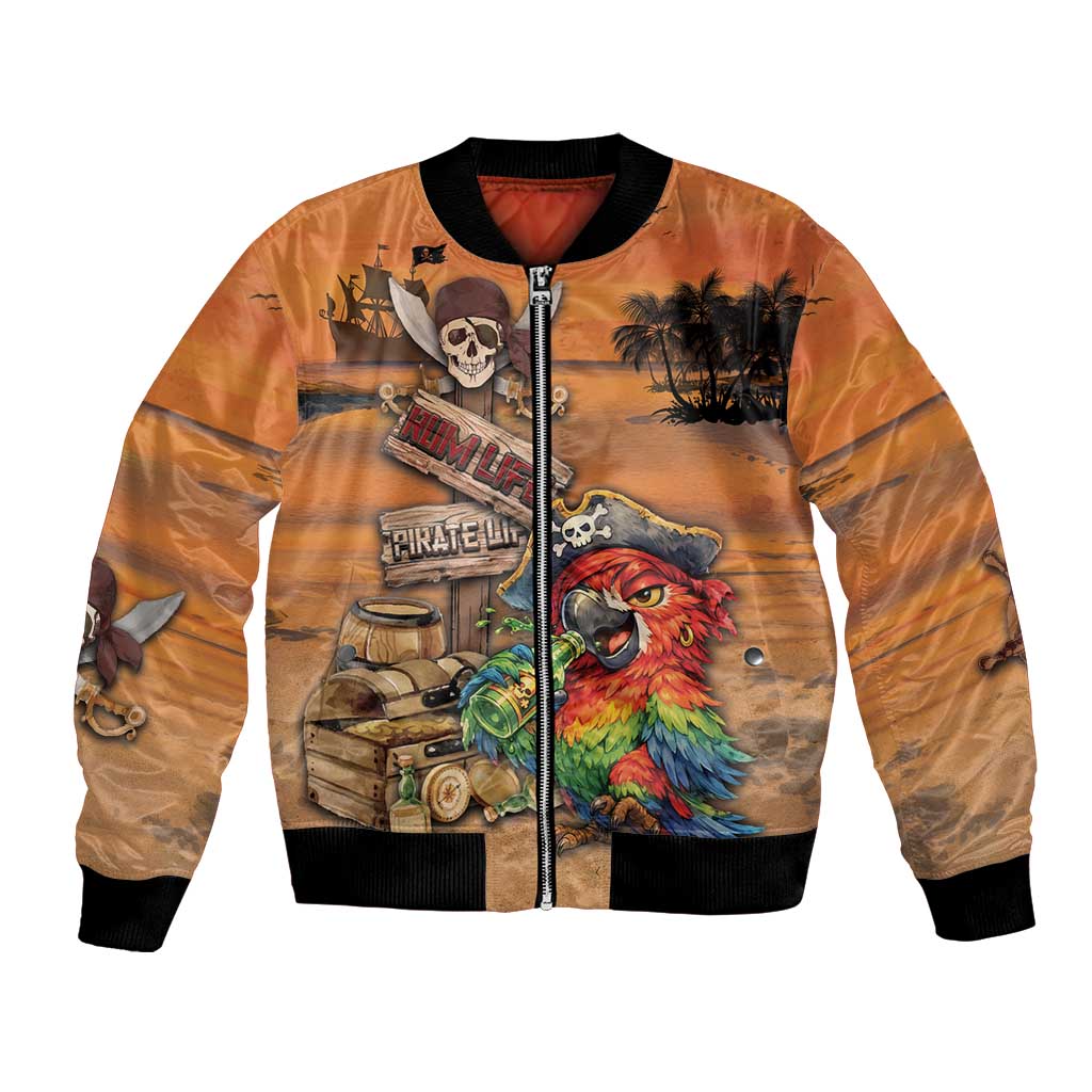 Personalized Drunken Pirate Parrot Bomber Jacket Tropical Vibe
