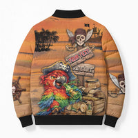 Personalized Drunken Pirate Parrot Bomber Puffer Jacket Tropical Vibe