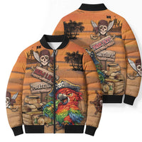 Personalized Drunken Pirate Parrot Bomber Puffer Jacket Tropical Vibe