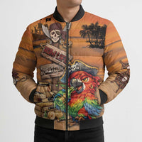 Personalized Drunken Pirate Parrot Bomber Puffer Jacket Tropical Vibe