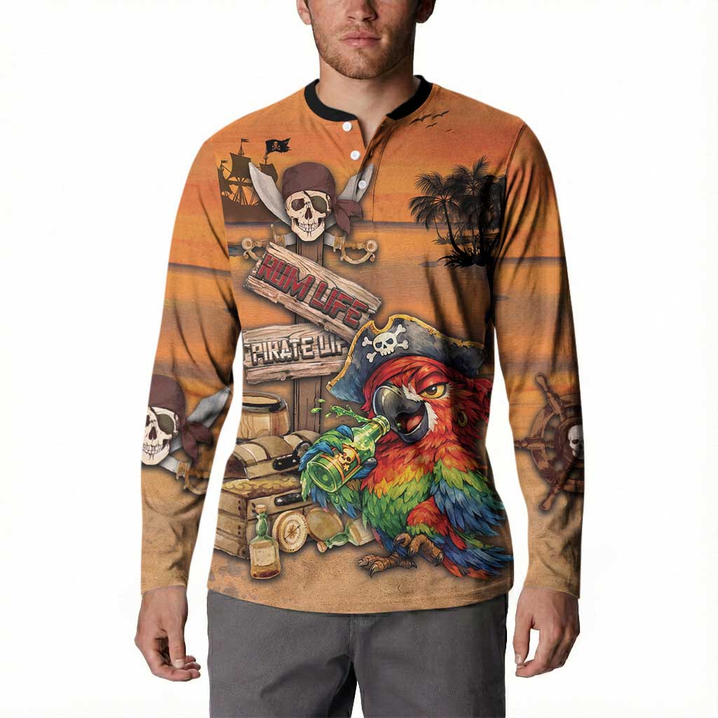 Personalized Drunken Pirate Parrot Button Sweatshirt Tropical Vibe