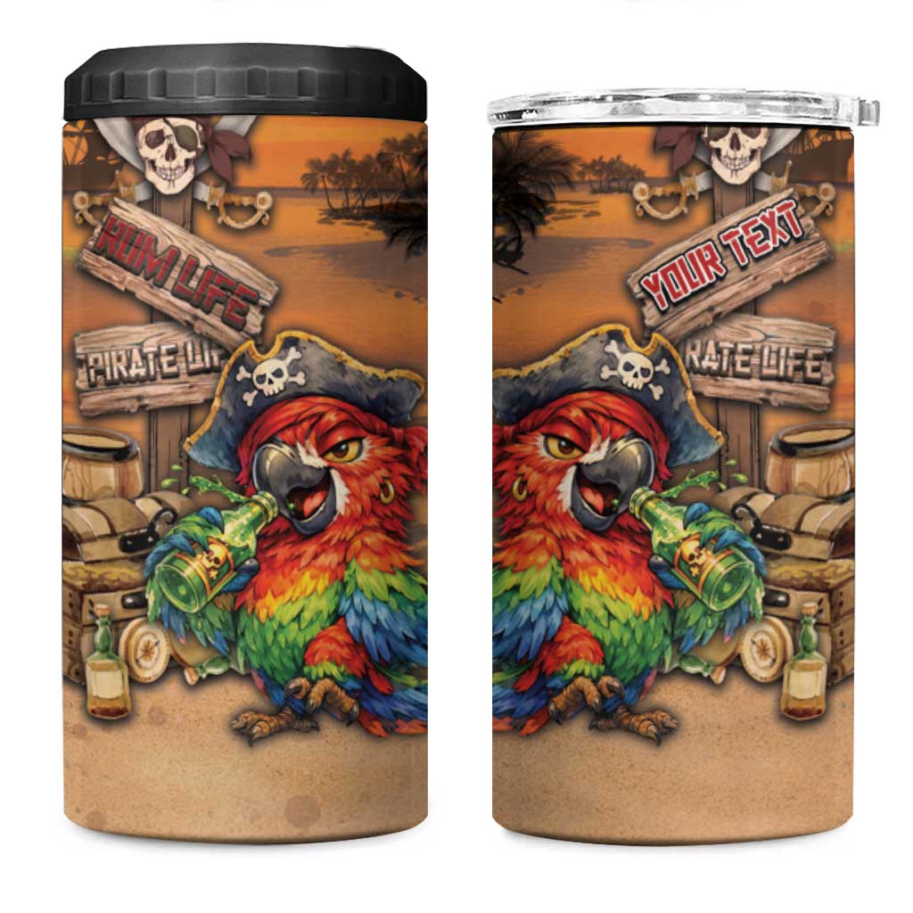 Personalized Drunken Pirate Parrot 4 in 1 Can Cooler Tumbler Tropical Vibe