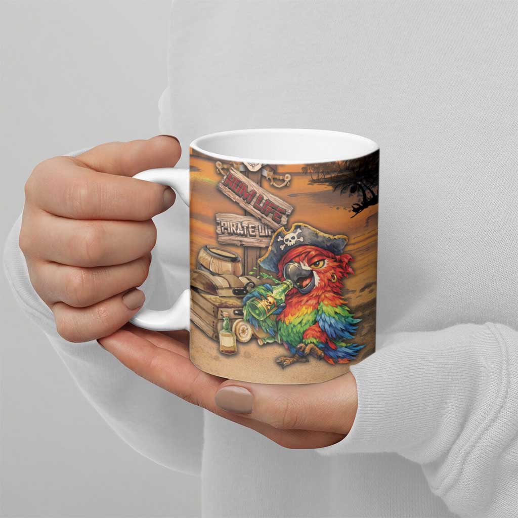 Personalized Drunken Pirate Parrot Ceramic Mug Tropical Vibe