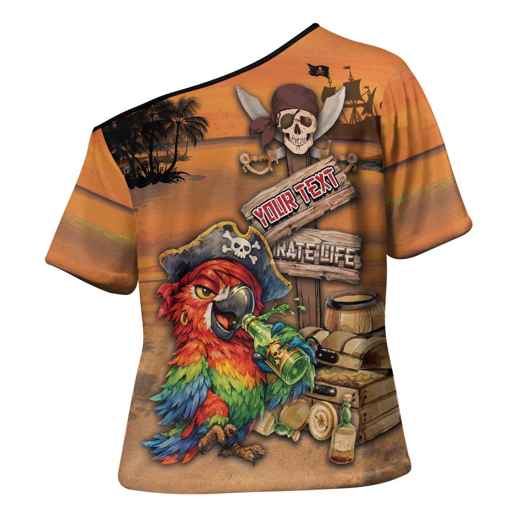 Personalized Drunken Pirate Parrot Cross Shoulder Shirt Tropical Vibe