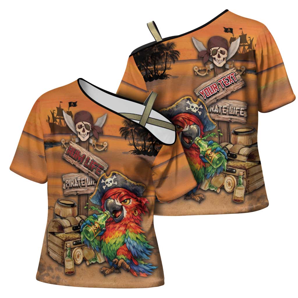 Personalized Drunken Pirate Parrot Cross Shoulder Shirt Tropical Vibe