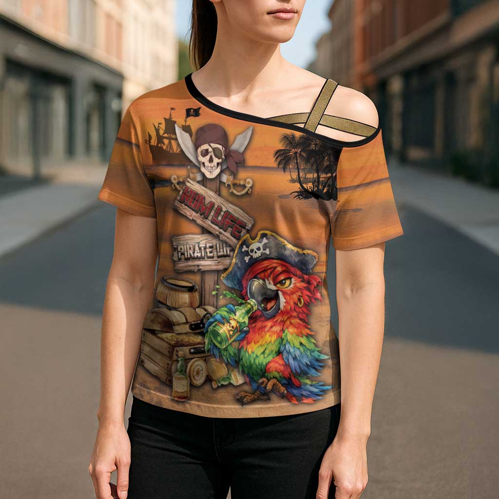 Personalized Drunken Pirate Parrot Cross Shoulder Shirt Tropical Vibe